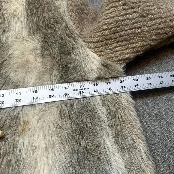 VINTAGE D’ESPRIT Fur and Knit Beige Tan Winter Coat Estimated Medium / Small - Picture 2 of 7